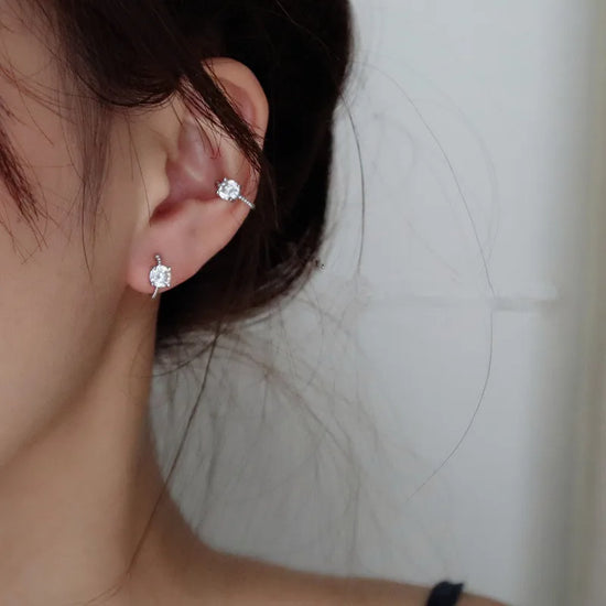 Fashion Jewelry 925 Sterling Silver Crystal Ear Cuff Women Clip Earrings no Piercing Earings Jewelry EH169
