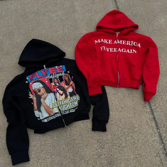 American Letter printed hooded sweatshirt hip-hop hooded jacket retro long sleeved hooded sweatshirt sports shirt