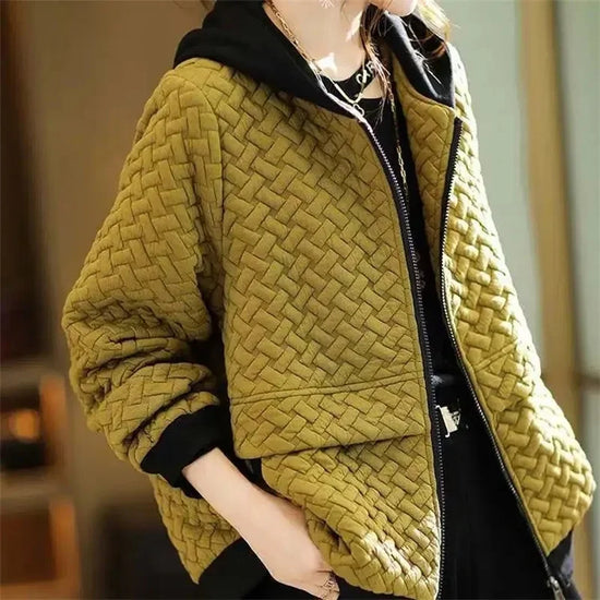 Women Jacket Short Hooded Korean Autumn Winter New 2025 Long Sleeve Loose Casual Zipper Windbreaker Female Overcoat Outwear