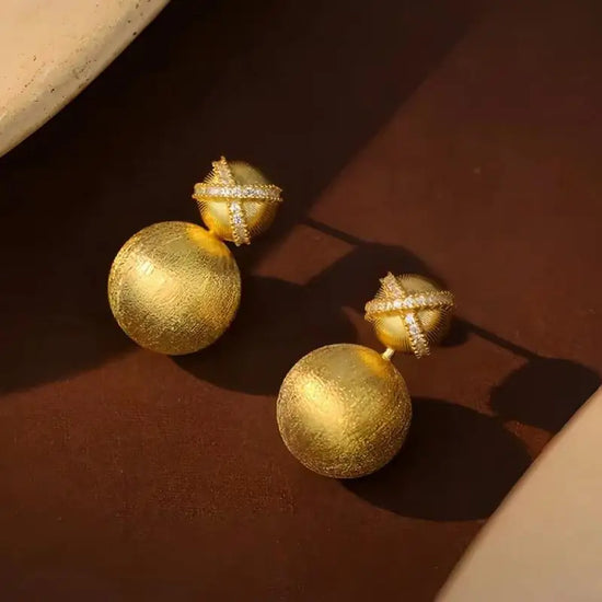 Creative new in brushed small round bead earings stud high-quality design light luxury retro earrings for women banquet jewelry